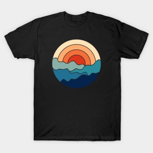 Retro 80s Art Sunrise Over The Ocean Waves III T-Shirt